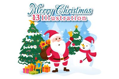 13 Merry Christmas Vector Illustration