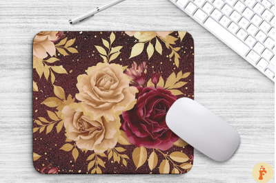 Maroon And Gold Floral Bouquet Mouse Pad