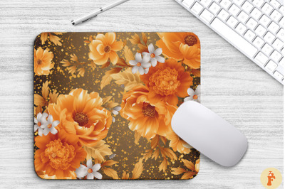 Orange And Gold Floral Bouquet Mouse Pad