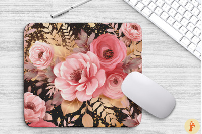 Pink And Gold Floral Bouquet Mouse Pad