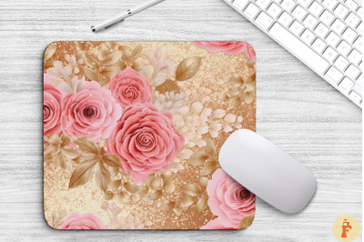 Pink And Gold Floral Bouquet Mouse Pad