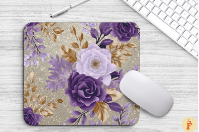 Lilac And Gold Floral Bouquet Mouse Pad