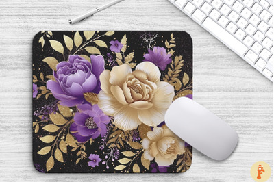 Lilac And Gold Floral Bouquet Mouse Pad