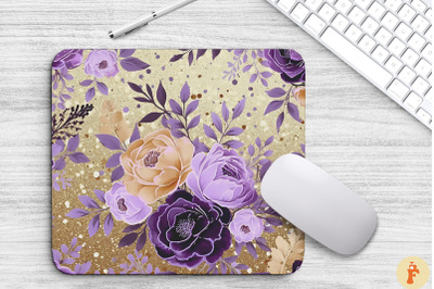 Lilac And Gold Floral Bouquet Mouse Pad