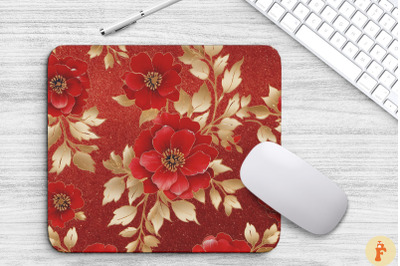 Red And Gold Floral Bouquet Mouse Pad