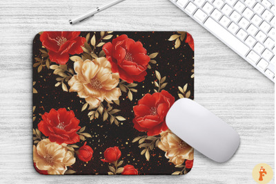 Red And Gold Floral Bouquet Mouse Pad