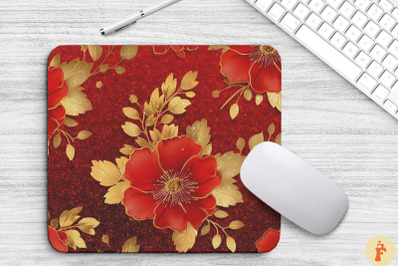 Red And Gold Floral Bouquet Mouse Pad