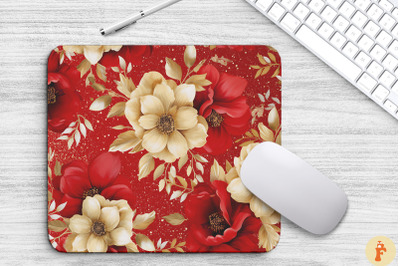 Red And Gold Floral Bouquet Mouse Pad