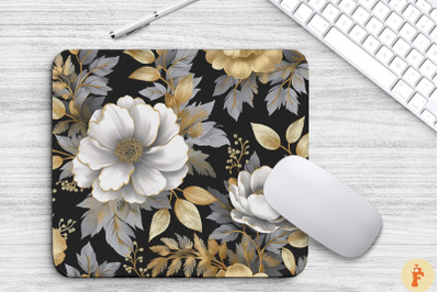 Silver And Gold Floral Bouquet Mouse Pad