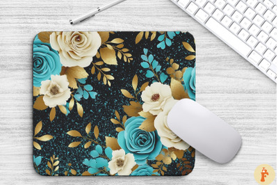 Turquoise Floral Bouquet Mouse Pad