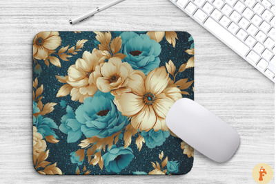 Turquoise Floral Bouquet Mouse Pad