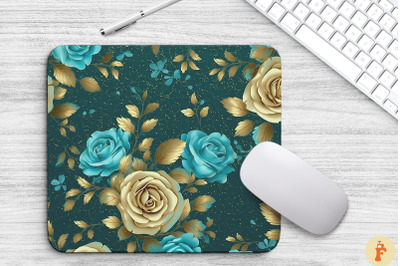 Turquoise Floral Bouquet Mouse Pad