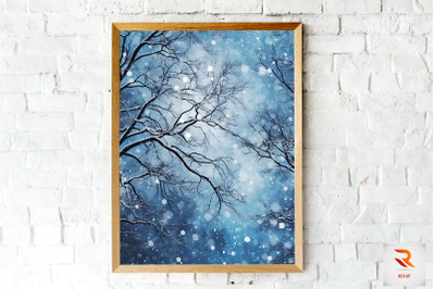 Winter Snow Tree Branch Wall Art