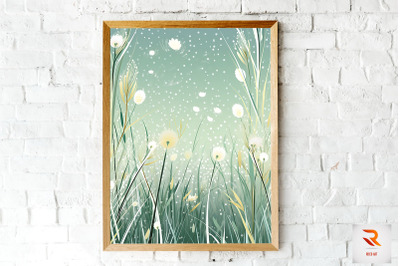 Winter Landscape Illustration Wall Art