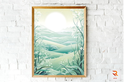 Winter Landscape Illustration Wall Art