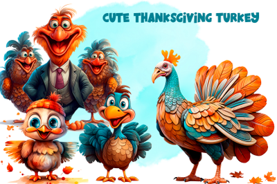 Cute Thanksgiving Turkey clipart Sublimation