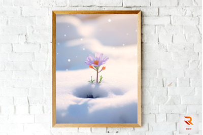 Little Flower Born In The Snow Wall Art