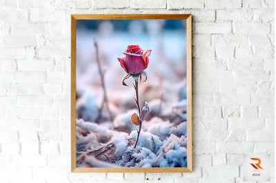 Beautiful Flower In The Snow Wall Art