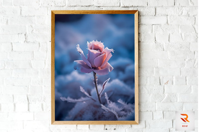 Beautiful Flower In The Snow Wall Art