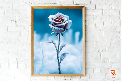 Beautiful Flower In The Snow Wall Art