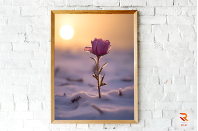 Beautiful Flower In The Snow Wall Art