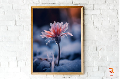 Beautiful Flower In The Snow Wall Art