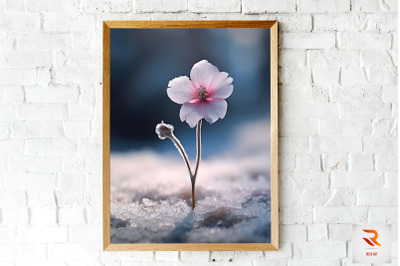 Beautiful Flower In The Snow Wall Art