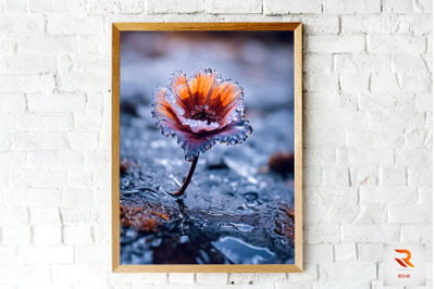 Beautiful Flower In The Snow Wall Art