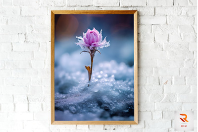 Beautiful Flower In The Snow Wall Art