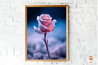 Beautiful Flower In The Snow Wall Art