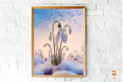 Frosted Snowdrop Winter Wall Art