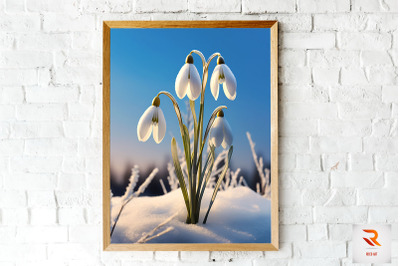 Frosted Snowdrop Winter Wall Art