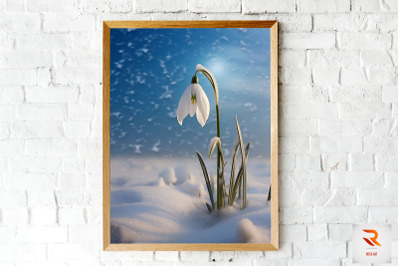 Frosted Snowdrop Winter Wall Art