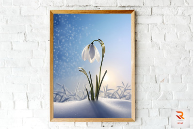 Frosted Snowdrop Winter Wall Art