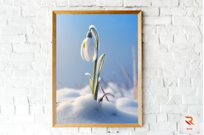 Frosted Snowdrop Winter Wall Art