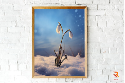 Frosted Snowdrop Winter Wall Art