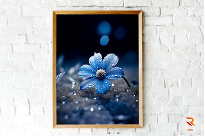 Frozen Blue Flower On Snow Wall Art