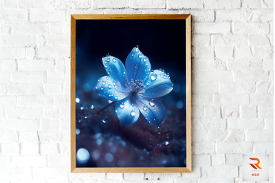 Frozen Blue Flower On Snow Wall Art