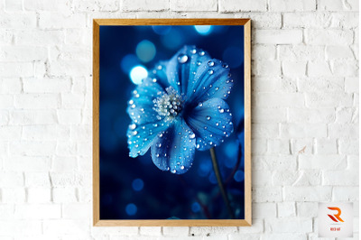 Frozen Blue Flower On Snow Wall Art