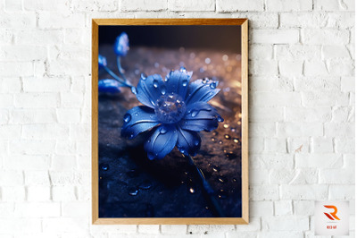 Frozen Blue Flower On Snow Wall Art