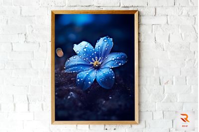 Frozen Blue Flower On Snow Wall Art