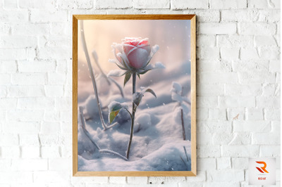 Flower Blooming In The Snow Wall Art