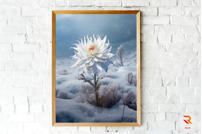 Flower Blooming In The Snow Wall Art