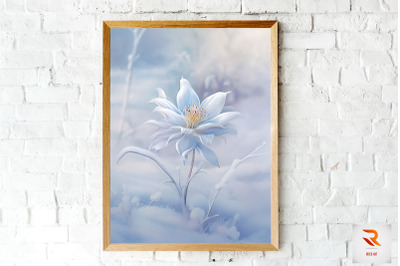 Flower Blooming In The Snow Wall Art