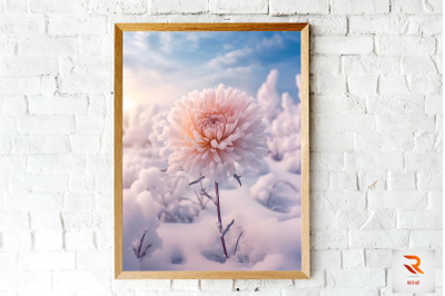 Flower Blooming In The Snow Wall Art