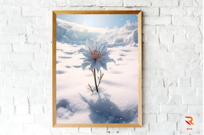 Flower Blooming In The Snow Wall Art