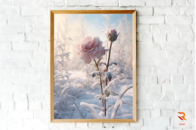 Flower Blooming In The Snow Wall Art