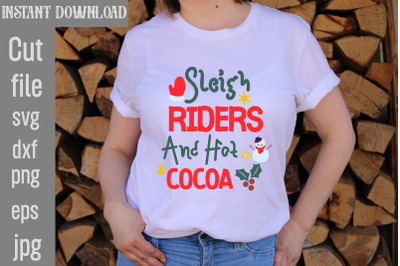 Sleigh Riders And Hot Cocoa SVG cut file&2C;funny Christmas png&2C; retro Sa