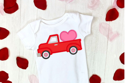 Vintage Truck with Heart | Applique Embroidery
