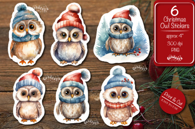 Christmas Stickers png Bundle Owl Printable Stickers